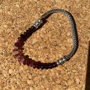 John Hardy Bracelet- classic chain, with Garnet, Tourmaline